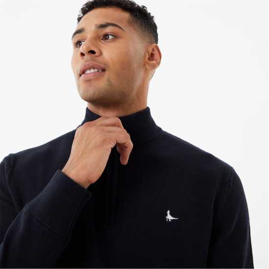 Пуловер С Цип Jack Wills Funnel Neck Half Zip Jumper Черно Мъжки пуловери и жилетки