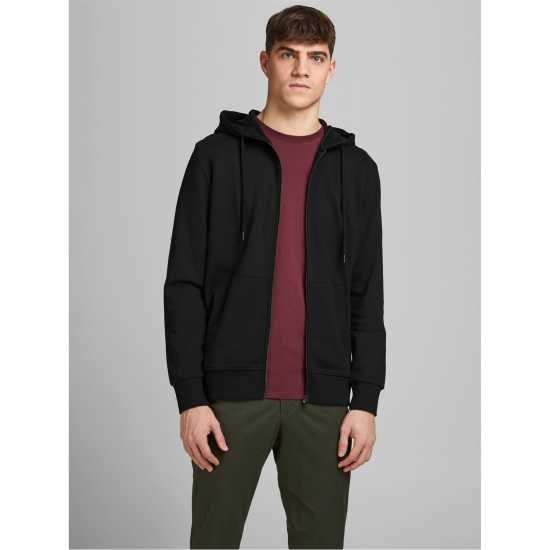 Jack And Jones Basic Zip Up Hoodie Черно Мъжки полар