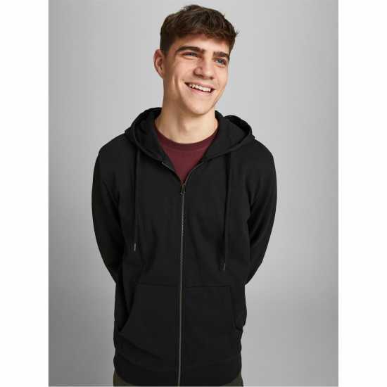 Jack And Jones Basic Zip Up Hoodie Черно Мъжки полар