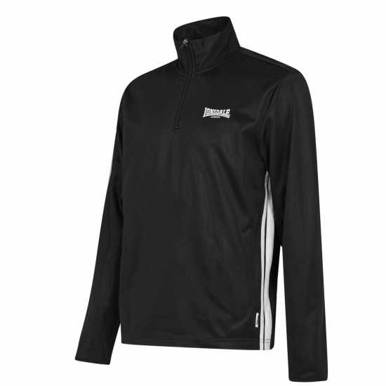 Lonsdale Мъжко Спортно Горнище 2S Quarter Zip Track Top Mens Черно Mens Big and Tall