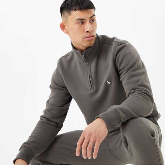 Jack Wills Barchester Quarter Zip Sweatshirt Сланина 