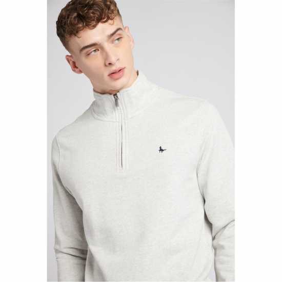 Jack Wills Barchester Quarter Zip Sweatshirt Light Ash Mrl Мъжки полар