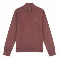 Jack Wills Barchester Quarter Zip Sweatshirt Дълбок махагон Мъжки полар