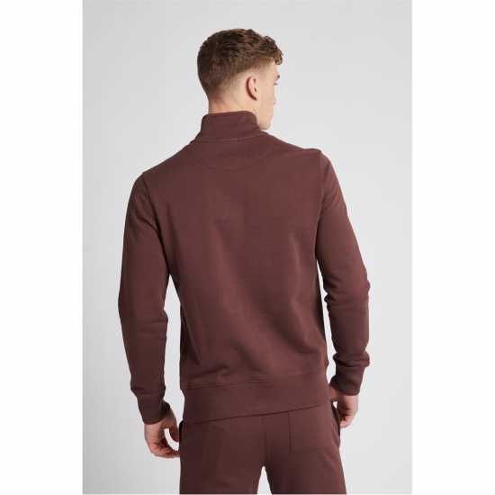 Jack Wills Barchester Quarter Zip Sweatshirt Дълбок махагон Мъжки полар