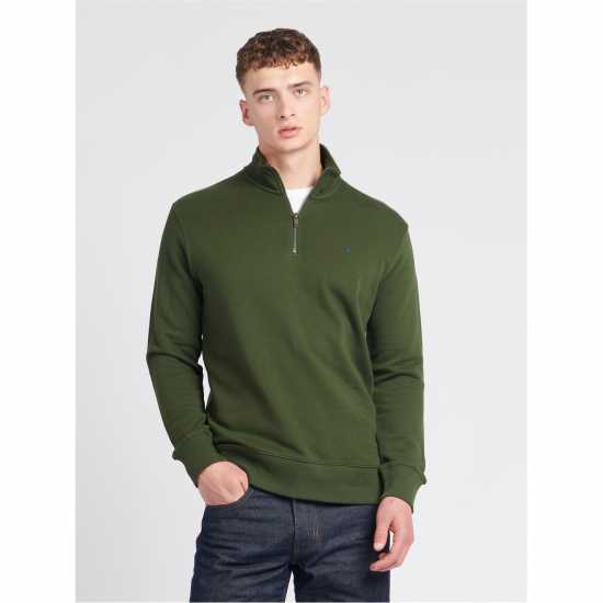 Jack Wills Barchester Quarter Zip Sweatshirt Kombu Green Мъжки полар