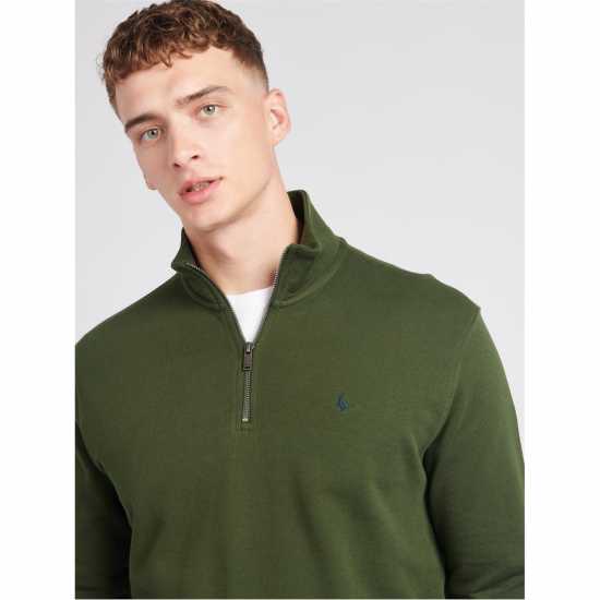 Jack Wills Barchester Quarter Zip Sweatshirt Kombu Green Мъжки полар