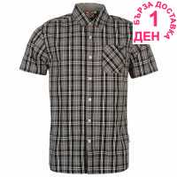 Lee Cooper Карирана Мъжка Риза Short Sleeve Check Shirt Mens Grey/Blk/White Мъжки ризи