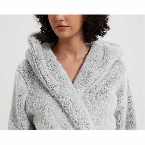 Linea Luxury Hooded Fleece Dressing Gown Сиво Дамски пижами