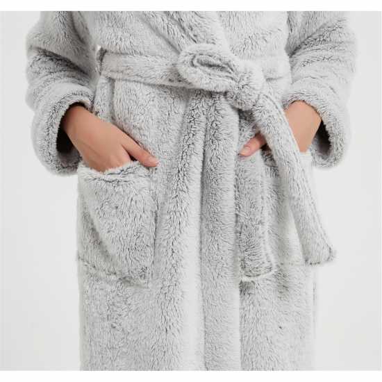 Linea Luxury Hooded Fleece Dressing Gown Сиво Дамски пижами