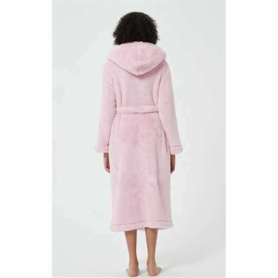 Linea Luxury Hooded Fleece Dressing Gown Розово 