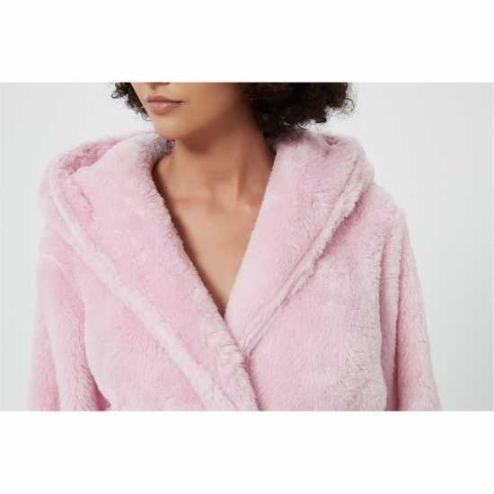 Linea Luxury Hooded Fleece Dressing Gown Розово 