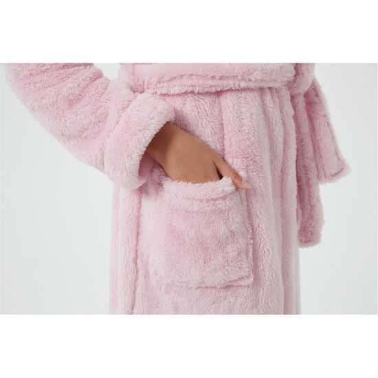 Linea Luxury Hooded Fleece Dressing Gown Розово 