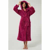 Linea Luxury Hooded Fleece Dressing Gown Бордово 