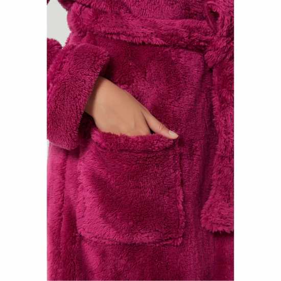 Linea Luxury Hooded Fleece Dressing Gown Бордово 