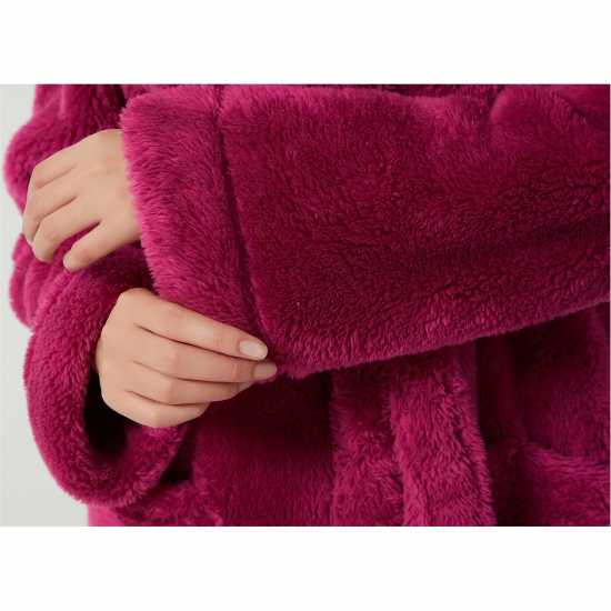 Linea Luxury Hooded Fleece Dressing Gown Бордово 