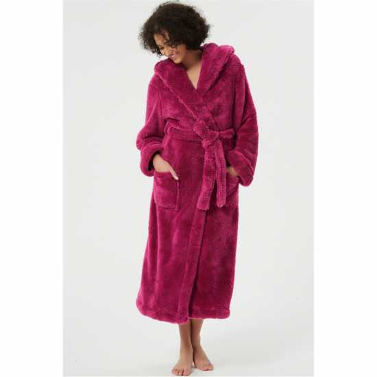 Linea Luxury Hooded Fleece Dressing Gown Бордово 