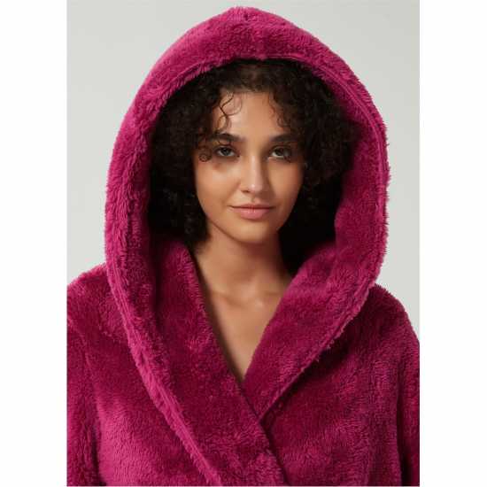 Linea Luxury Hooded Fleece Dressing Gown Бордово 