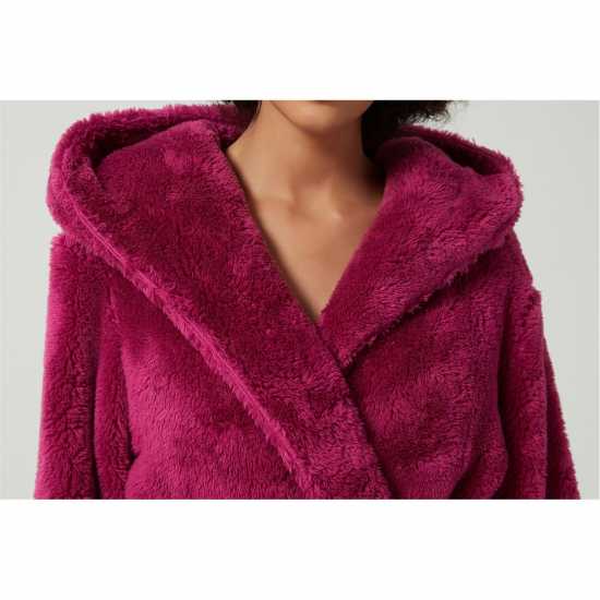 Linea Luxury Hooded Fleece Dressing Gown Бордово 