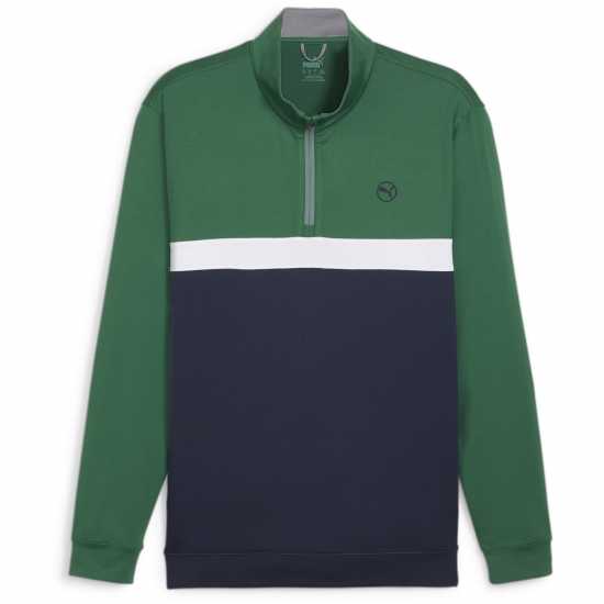 Puma Colorblock Quarter Zip Зелено/Тъмно синьо 