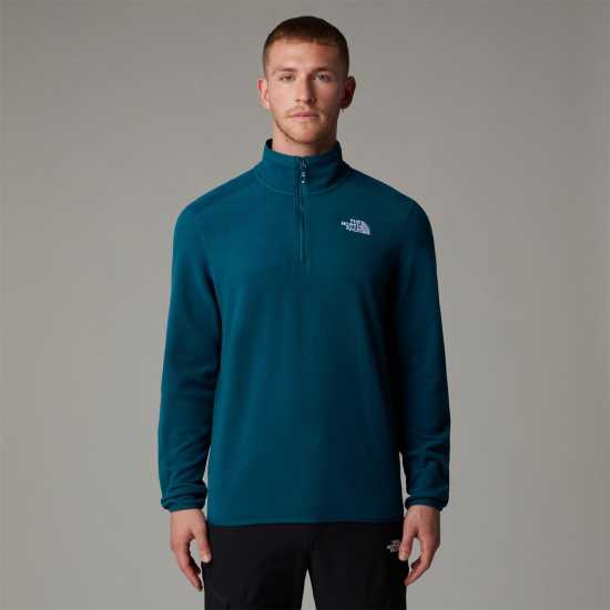 Мъжки Полар С Цип The North Face Tnf 100 Glacier Quarter Zip Fleece Mens Полунощно петрол Мъжки полар