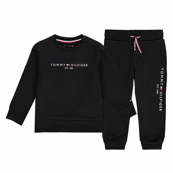 Tommy Hilfiger Essential Crew Neck Jogger Set Черно BDS 