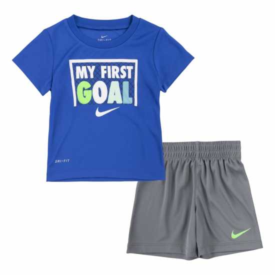 Nike Baby Boy My First Goal Short Set Blue-Grey Бебешки дрехи