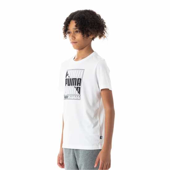 Puma Logo T-Shirt Juniors Бял графика Детски тениски и фланелки