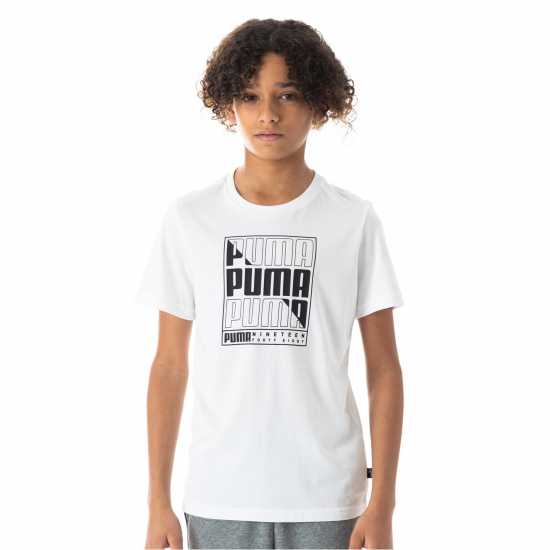 Puma Logo T-Shirt Juniors Бял графика Детски тениски и фланелки