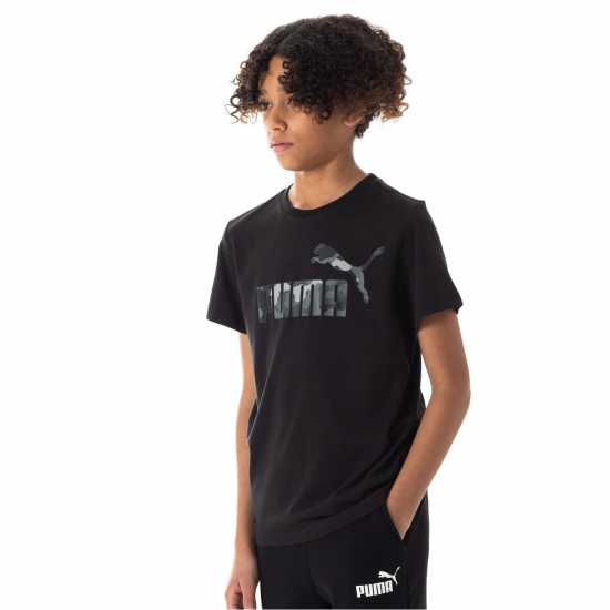 Puma Logo T-Shirt Juniors Черно камуфлаж Детски тениски и фланелки