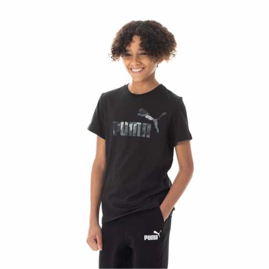 Puma Logo T-Shirt Juniors Черно камуфлаж Детски тениски и фланелки