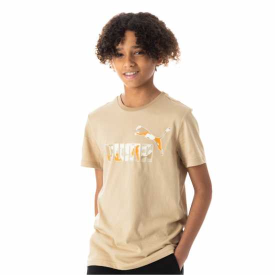 Puma Logo T-Shirt Juniors Кафяво камуфлаж Детски тениски и фланелки