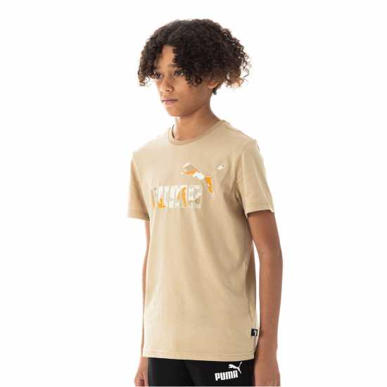 Puma Logo T-Shirt Juniors Кафяво камуфлаж Детски тениски и фланелки