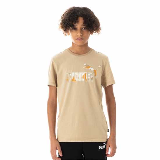 Puma Logo T-Shirt Juniors Кафяво камуфлаж Детски тениски и фланелки