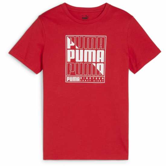 Puma Logo T-Shirt Juniors Червена Графика Детски тениски и фланелки