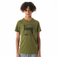 Puma Logo T-Shirt Juniors Олива Графика Детски тениски и фланелки