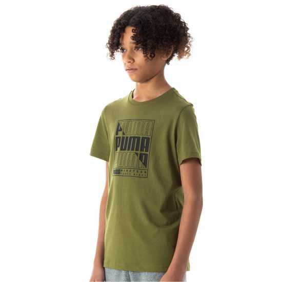 Puma Logo T-Shirt Juniors Олива Графика Детски тениски и фланелки