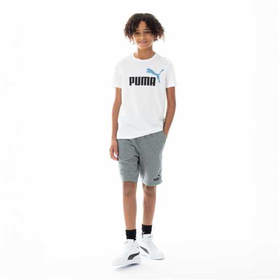 Puma Logo T-Shirt Juniors Бяло/Зен Син Детски тениски и фланелки