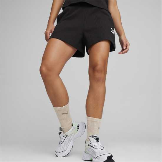 Puma Classics Ribbed A-Line Shorts Jogger Short Womens  