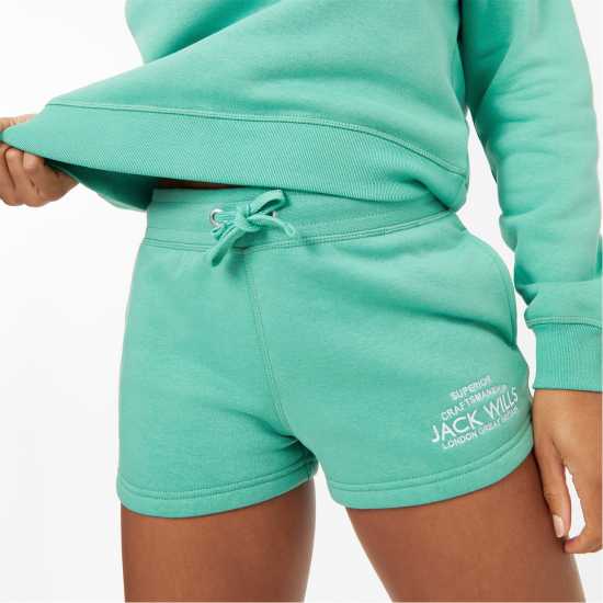 Jack Wills Bea Logo Sweat Shorts Clover Дамски къси панталони