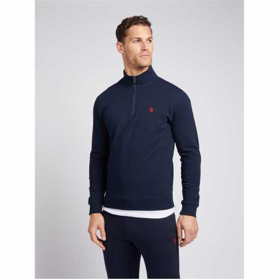 Us Polo Assn Dhm Quarter Zip Sn00 Морска синьо/червено Мъжки полар