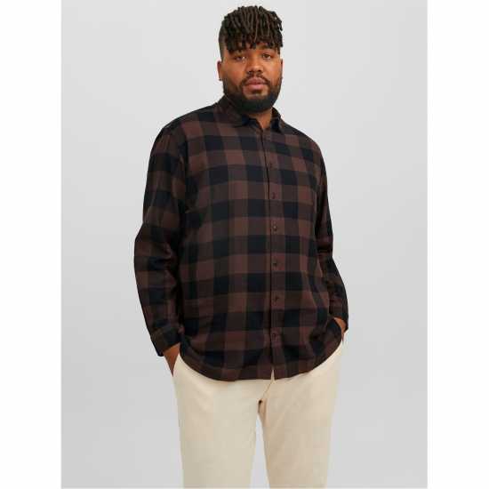 Jack And Jones Мъжка Риза Gingham Twill Checkered Shirt Mens Plus Size  Mens Big and Tall