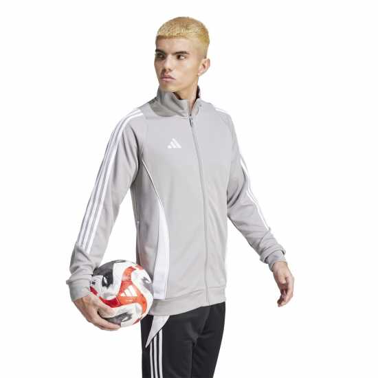 Adidas Мъжко Спортно Горнище Tiro 24 Training Track Top Mens средно сиво/бяло Футболни екипи за бягане