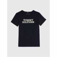 Tommy Hilfiger Logo Peached T-Shirt Juniors Пустинно небе DW5 