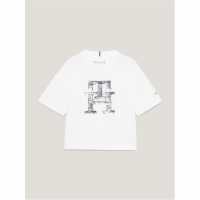 Tommy Hilfiger Monogram Sequin Short Sleeve Shirt Бял YBR 