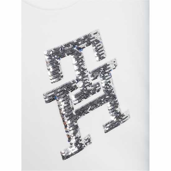 Tommy Hilfiger Monogram Sequin Short Sleeve Shirt Бял YBR 