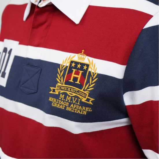 Howick Long Sleeve Rugby Shirt Червена полка 