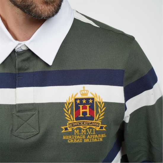 Howick Long Sleeve Rugby Shirt Зелена полоса 