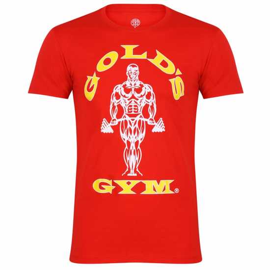 Golds Gym Мъжка Тениска Gym Muscle Joe T Shirt Mens Червено Мъжко облекло за едри хора