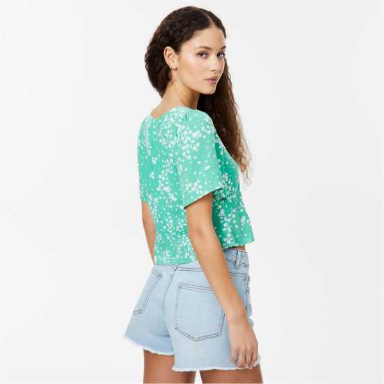 Jack Wills Keyhole Blouse Зелено печатане Дамски ризи и тениски