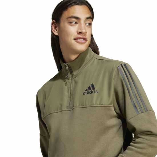 Adidas Мъжко Спортно Горнище Quarter Zip Tech Track Jacket Mens Хаки 